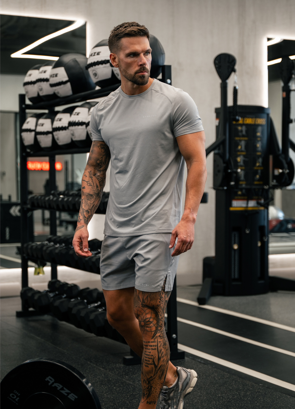 Gym King Debossed Pixel Tee - Urban Grey