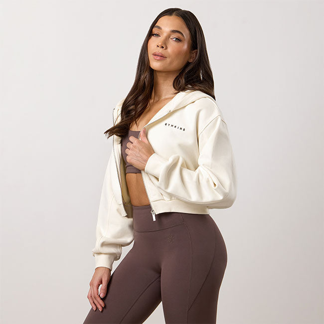 Gym King Replenish Peached Crop Hoodie - Marshmallow