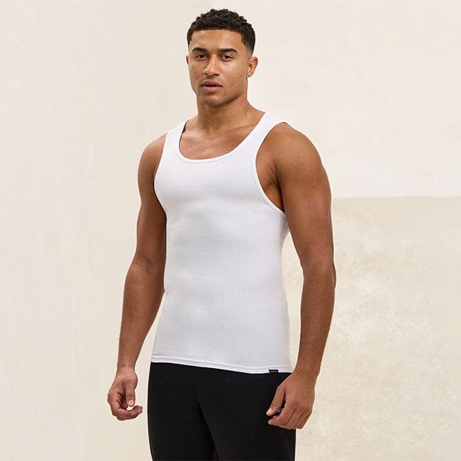 Gym King Fundamental Rib Vest - White