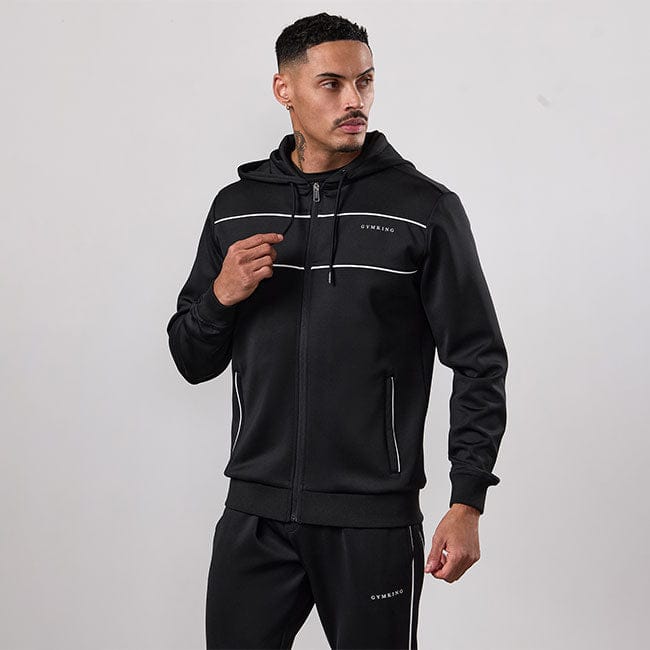 Gym King Core Piped Full Zip Hoodie - Black