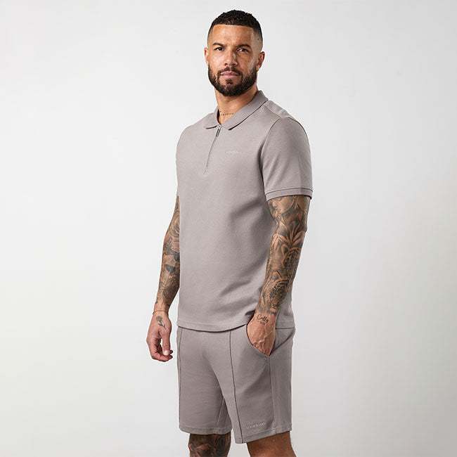 Gym King Portals Texture Polo - Clay Grey