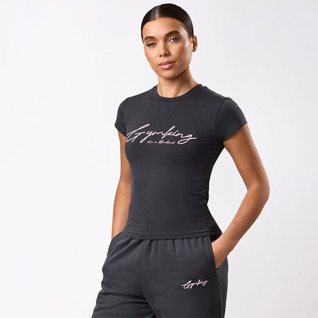 Gym King Script Mindset Jersey Tee - Dark Pewter
