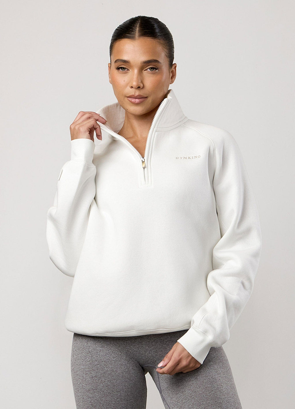 Gym King Raglan Sleeve Fleece Funnel - Cream