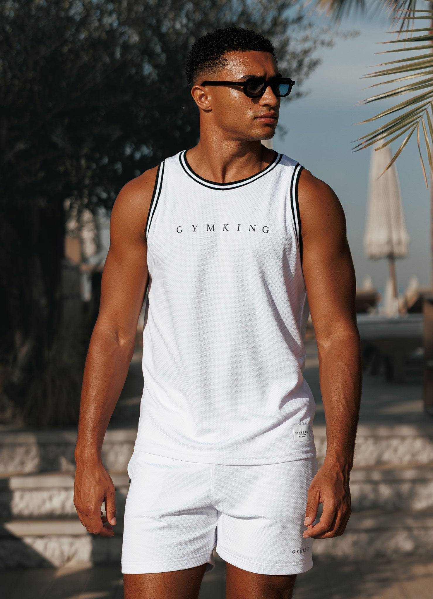Gym King Brooklyn Mesh Short - White/Black