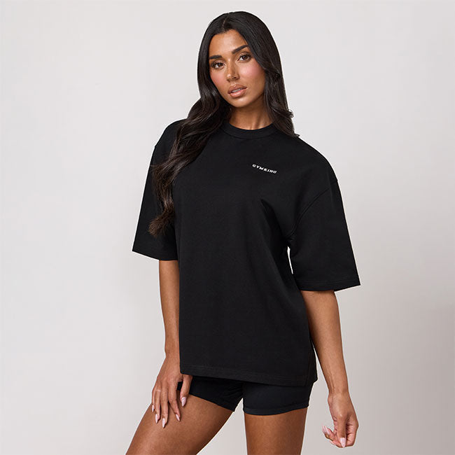 Gym King 365 Micro Loopback Boxy Tee - Black