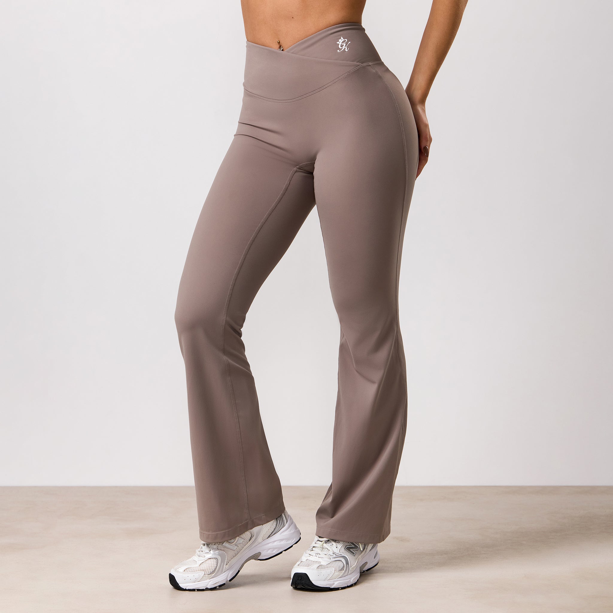 Gym King 365 Wrap Over Flared Yoga Legging - Truffle