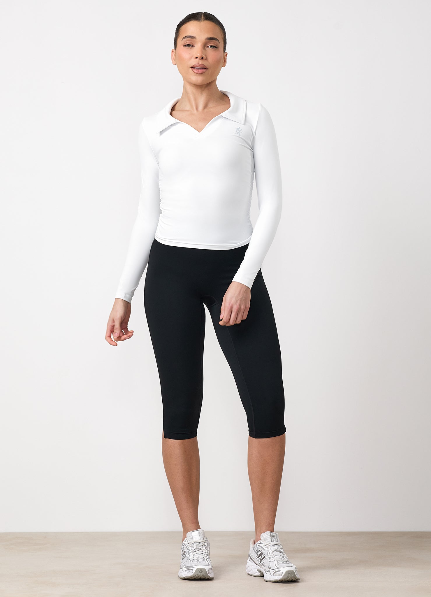 Gym King 365 Collar Long Sleeve Top - White