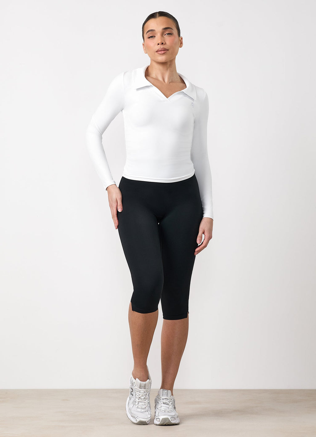 Gym King 365 Collar Long Sleeve Top - White