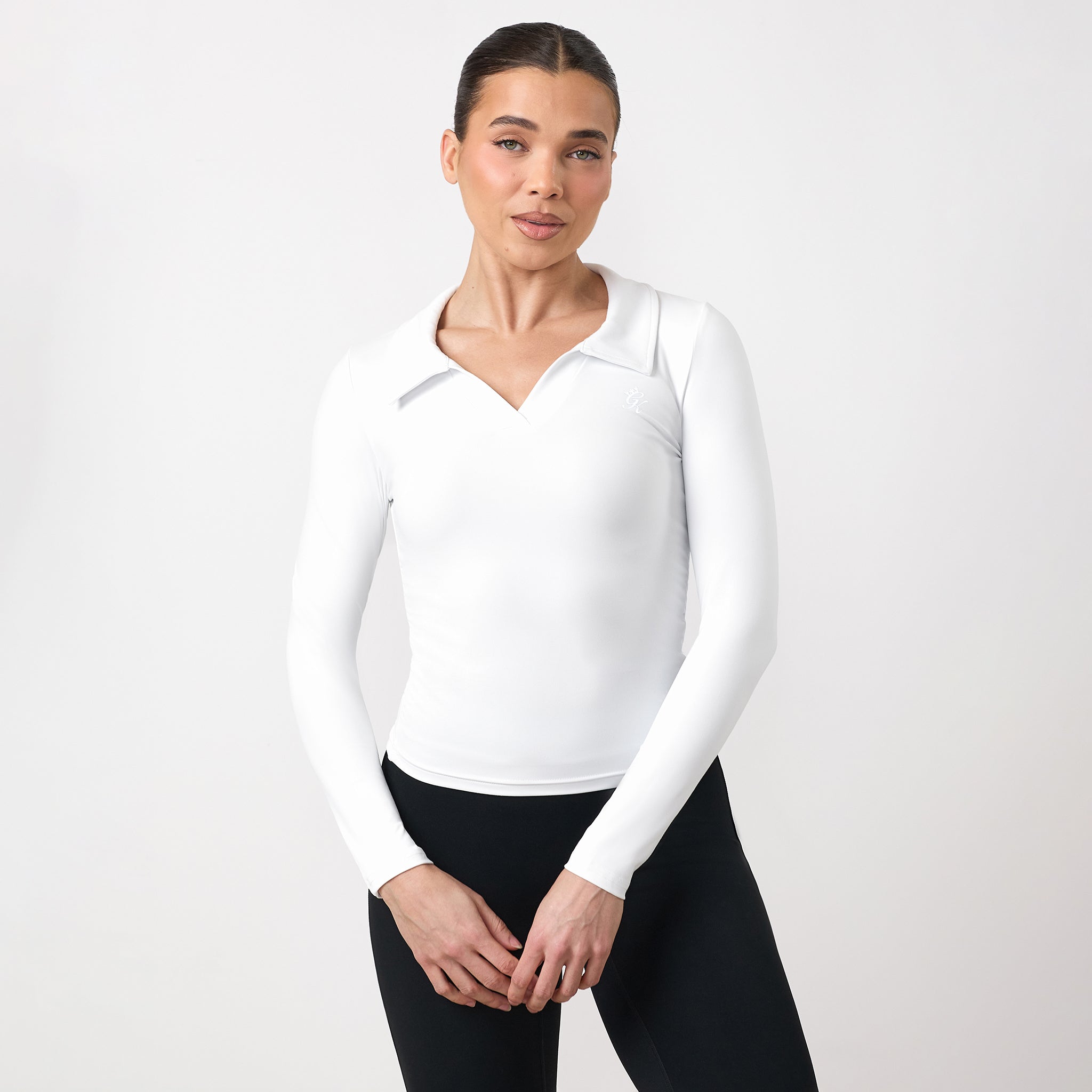Gym King 365 Collar Long Sleeve Top - White