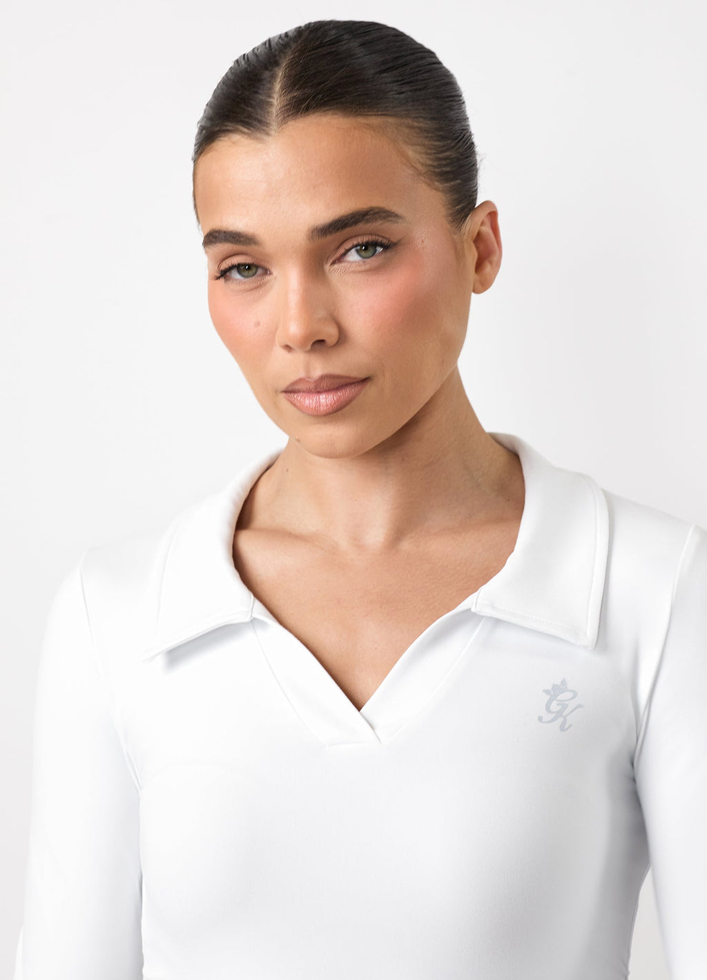 Gym King 365 Collar Long Sleeve Top - White