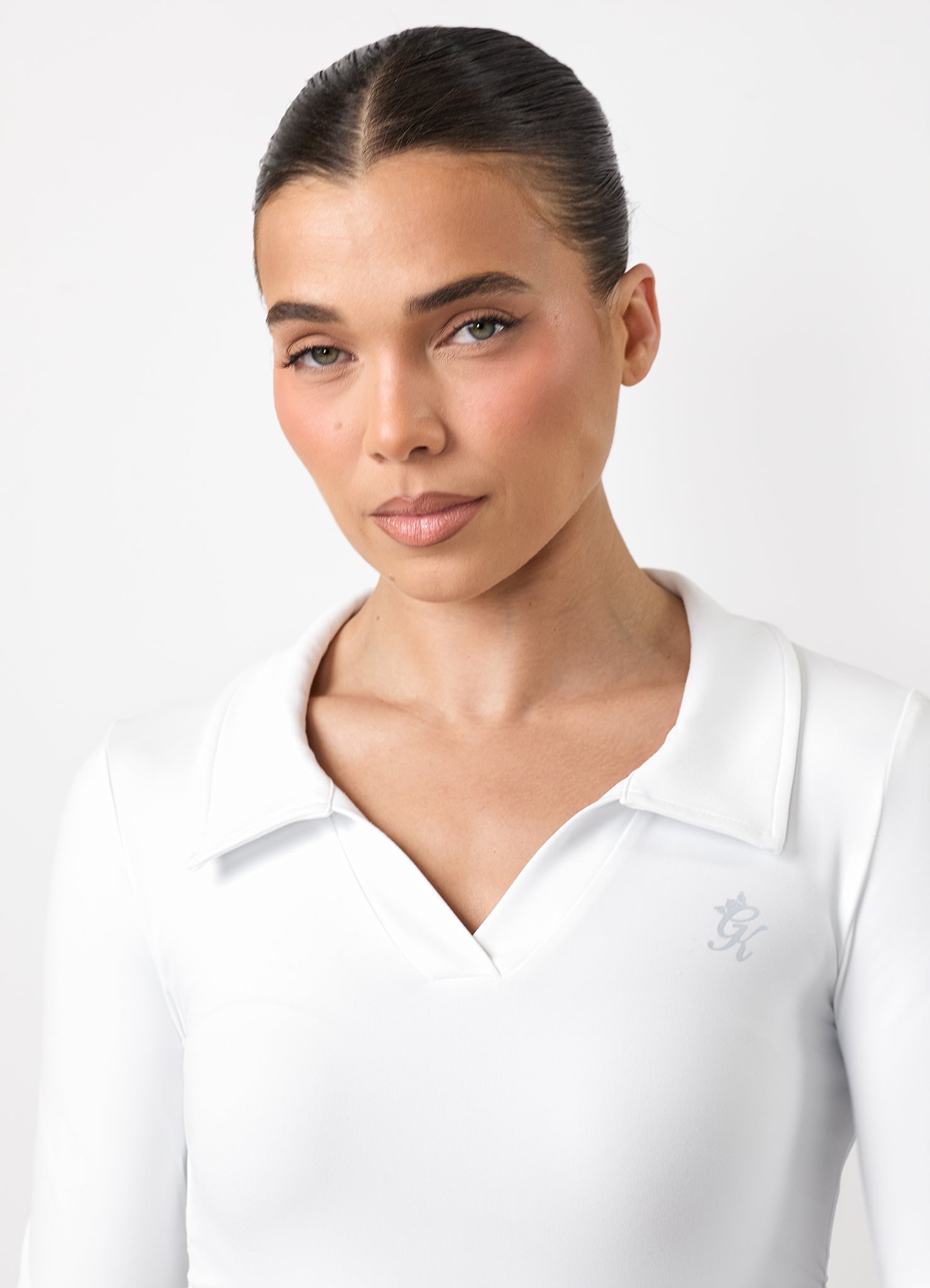 Gym King 365 Collar Long Sleeve Top - White