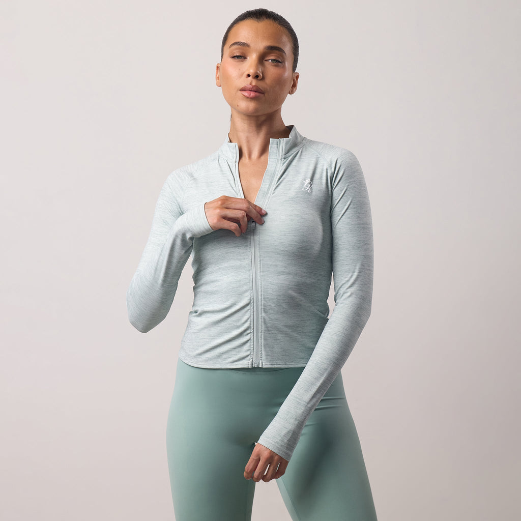 Gym King 365 Full Zip Funnel - Green Mist Grindle