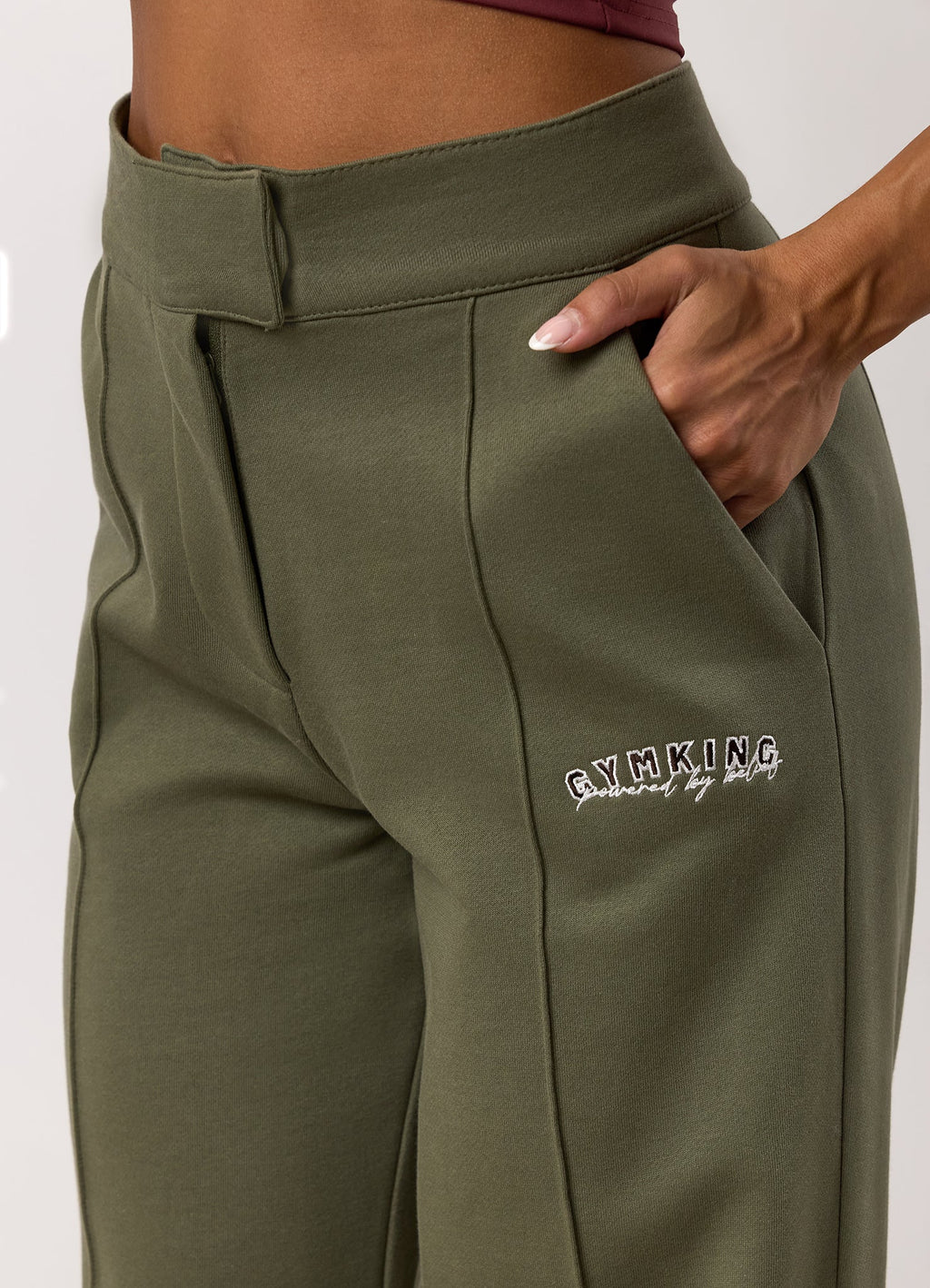 Gym King Powered By Belief Straight Leg Jogger - Warm Khaki