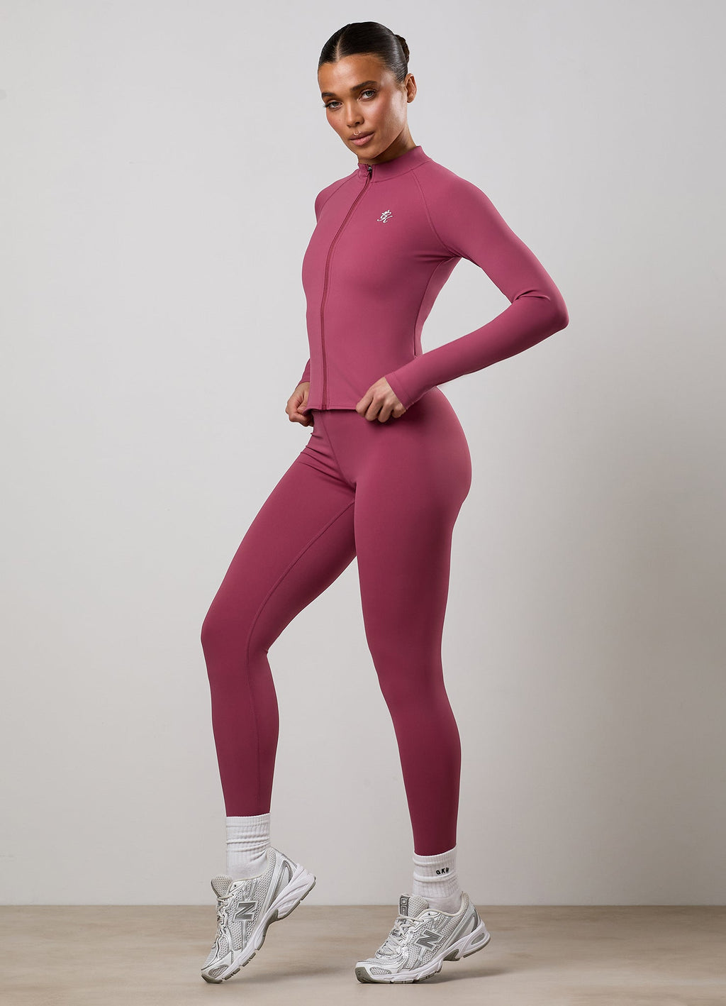 Gym King 365 Long Sleeve Full Zip Funnel - Berry