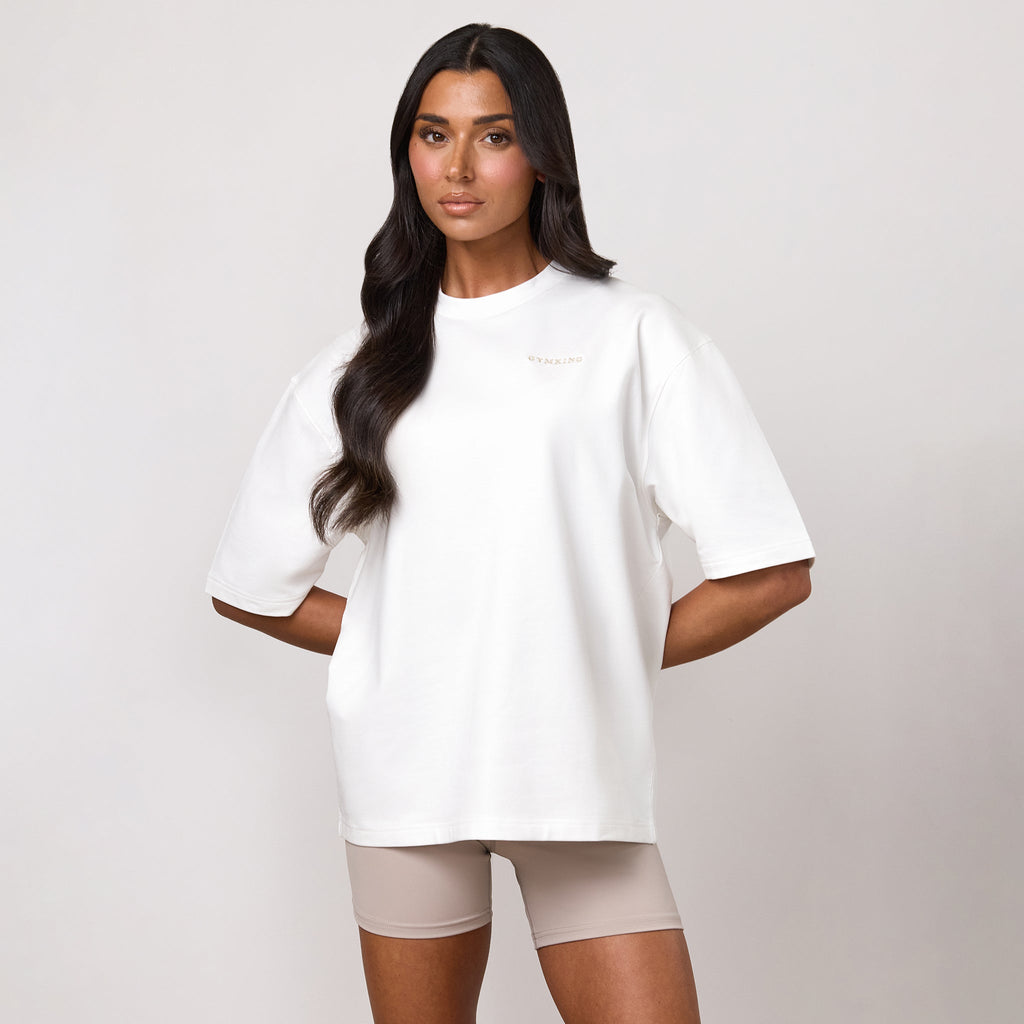 Gym King 365 Micro Loopback Boxy Tee - Cream