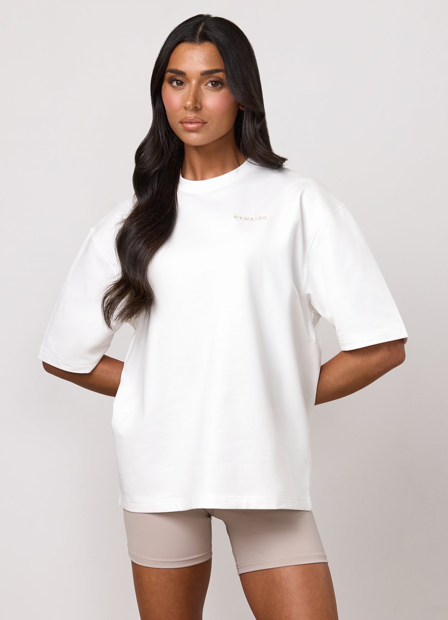 Gym King 365 Micro Loopback Boxy Tee - Cream