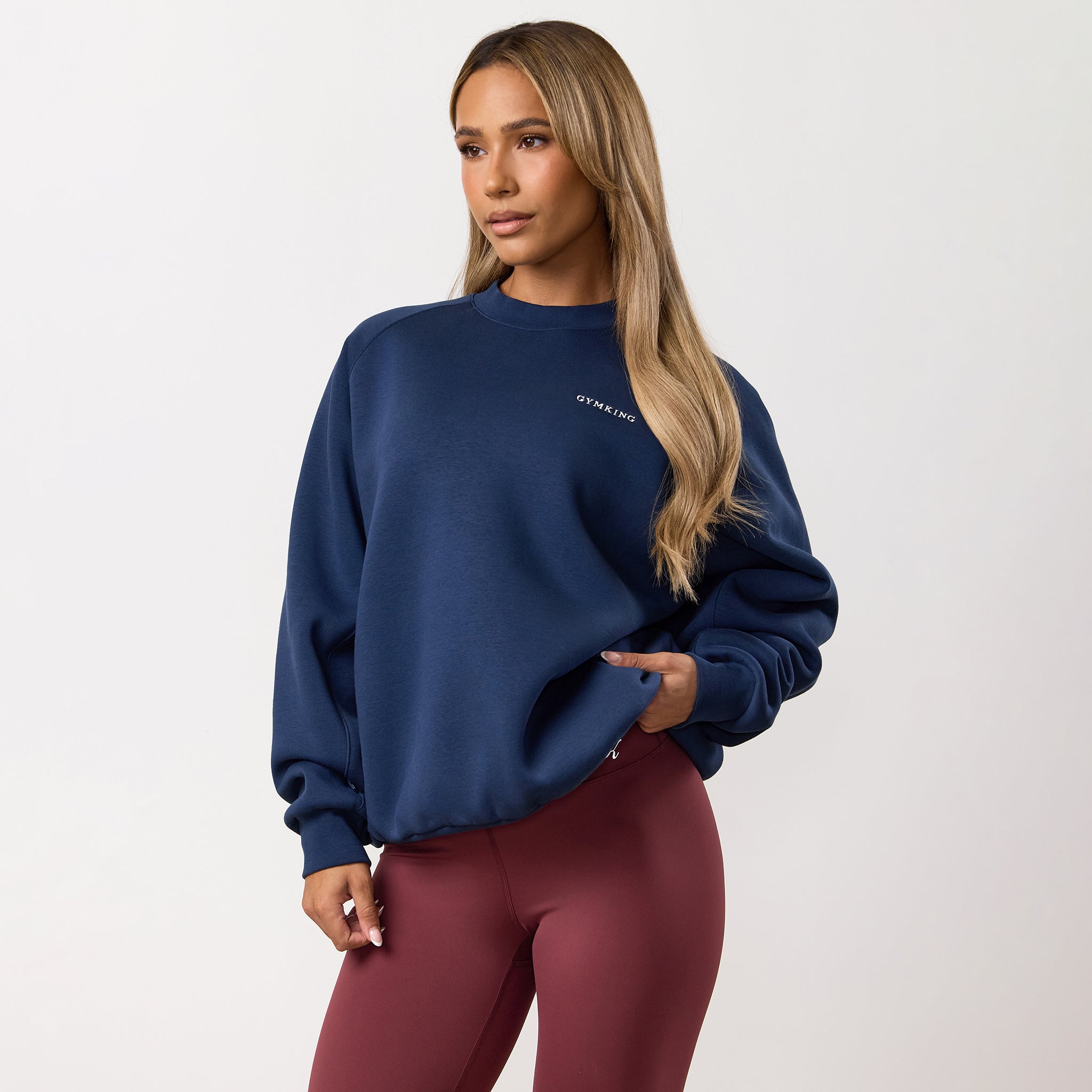 Gym King 365 Raglan Sleeve Crew - Rich Blue