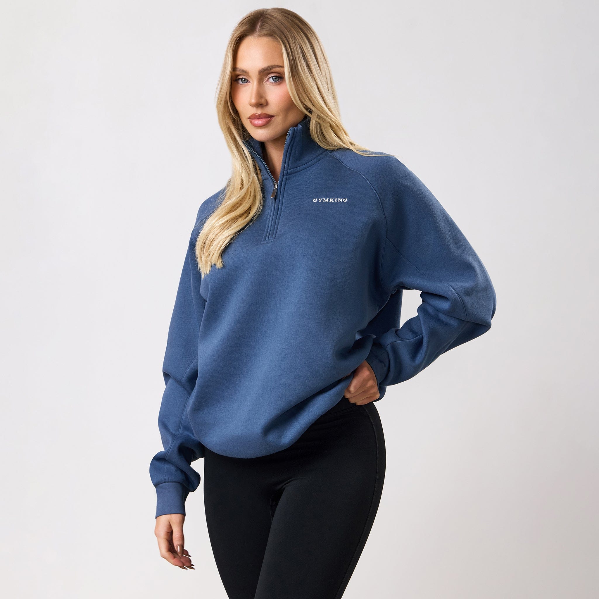 Gym King 365 Raglan Sleeve Fleece Funnel - Slate Blue