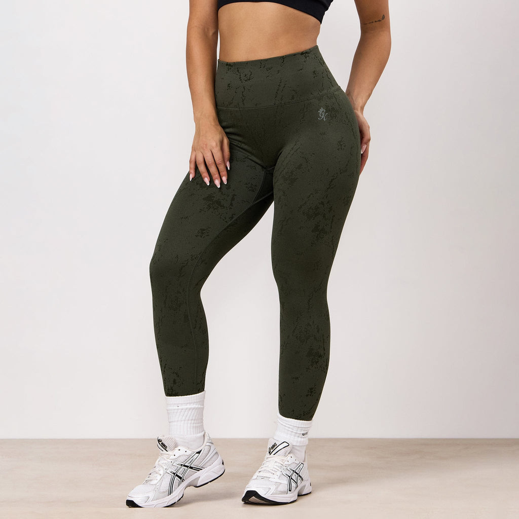 Gym King Seamless Sculpt Legging - Warm Khaki Marble