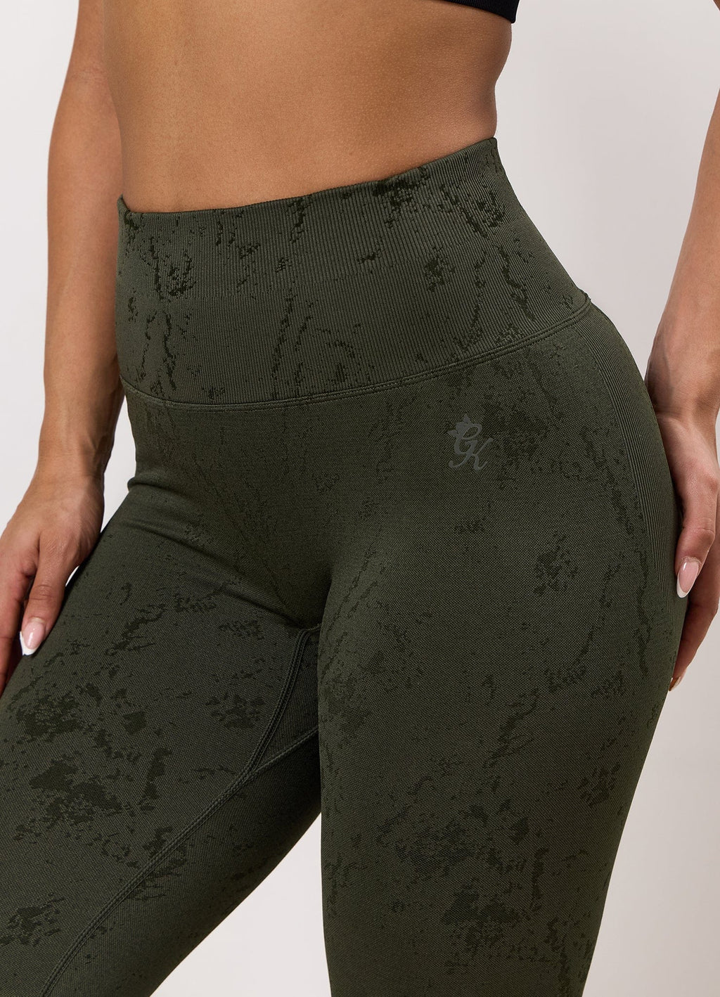 Gym King Seamless Sculpt Legging - Warm Khaki Marble