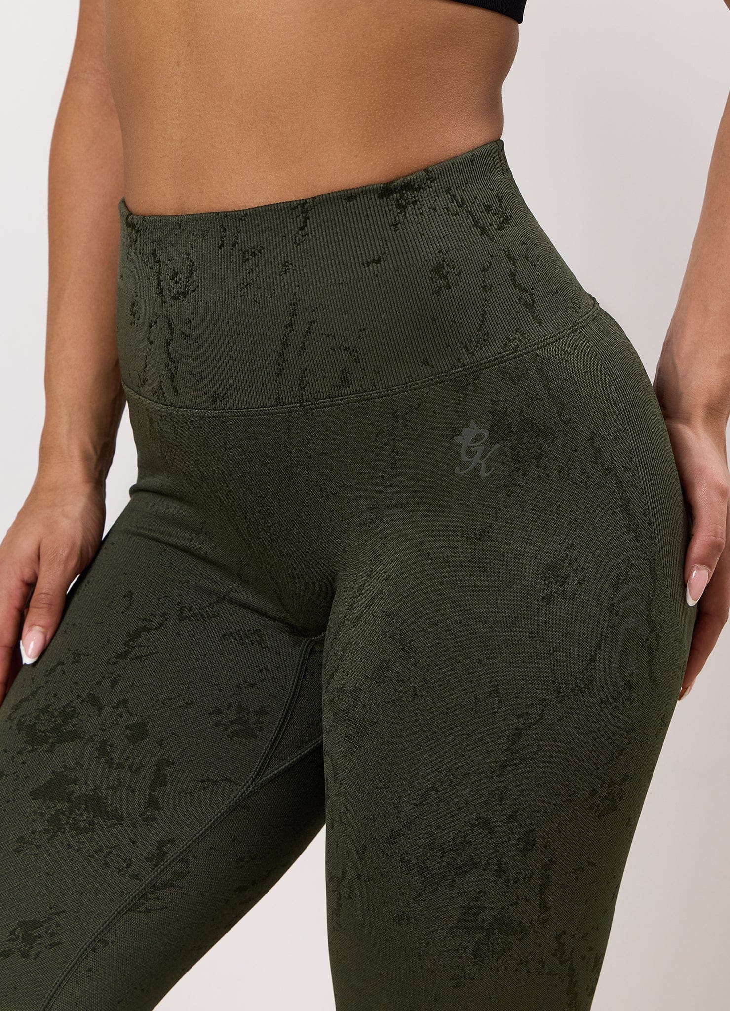 Gym King Seamless Sculpt Legging - Warm Khaki Marble