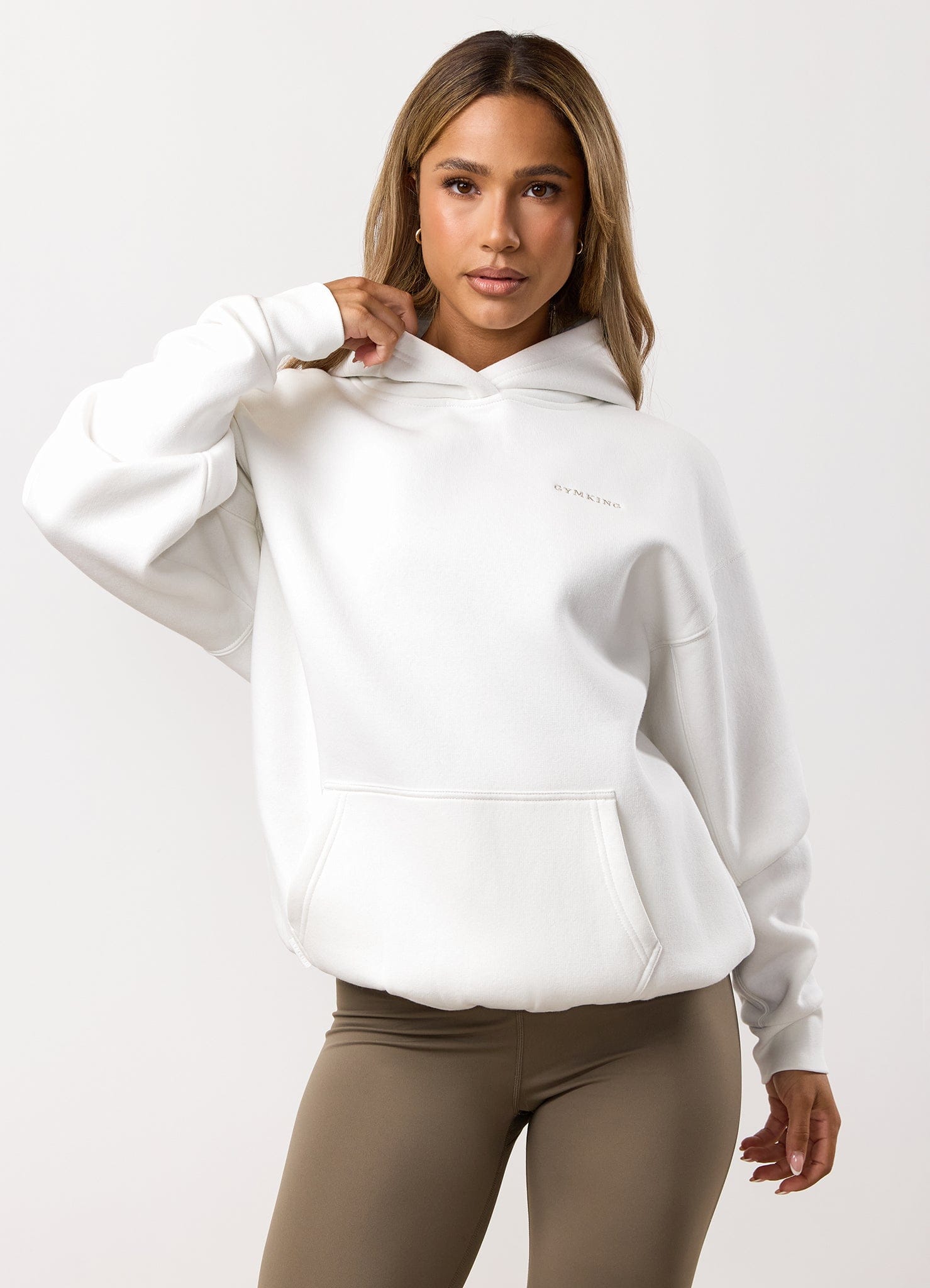 Gym King 365 Relaxed Fit Fleece Hoodie - Cream