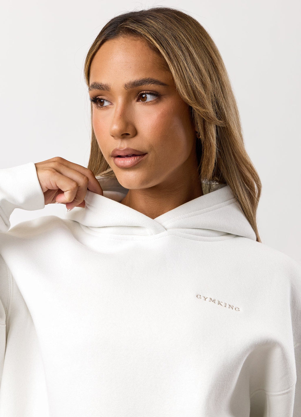Gym King 365 Relaxed Fit Fleece Hoodie - Cream