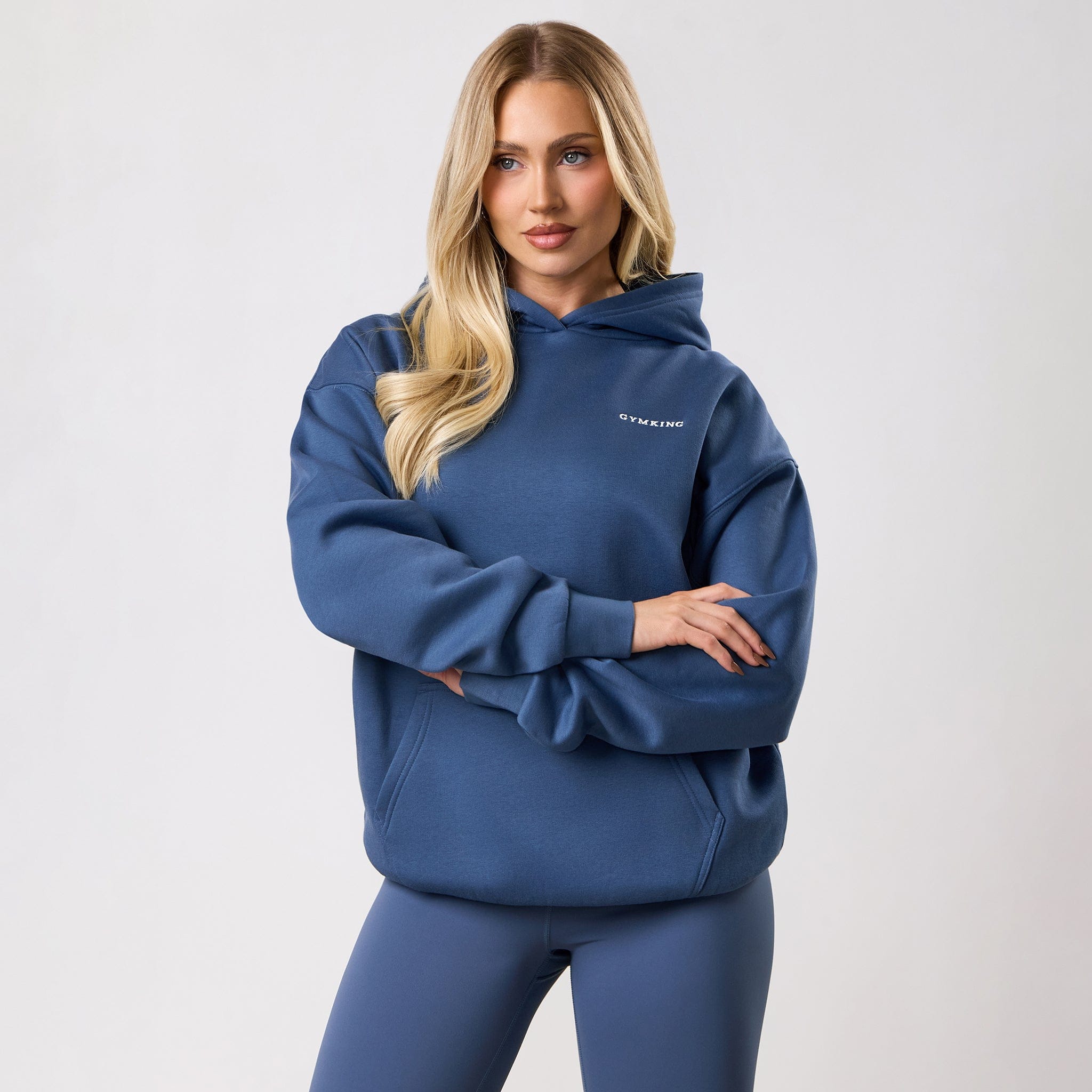 Gym King 365 Relaxed Fit Fleece Hoodie - Slate Blue