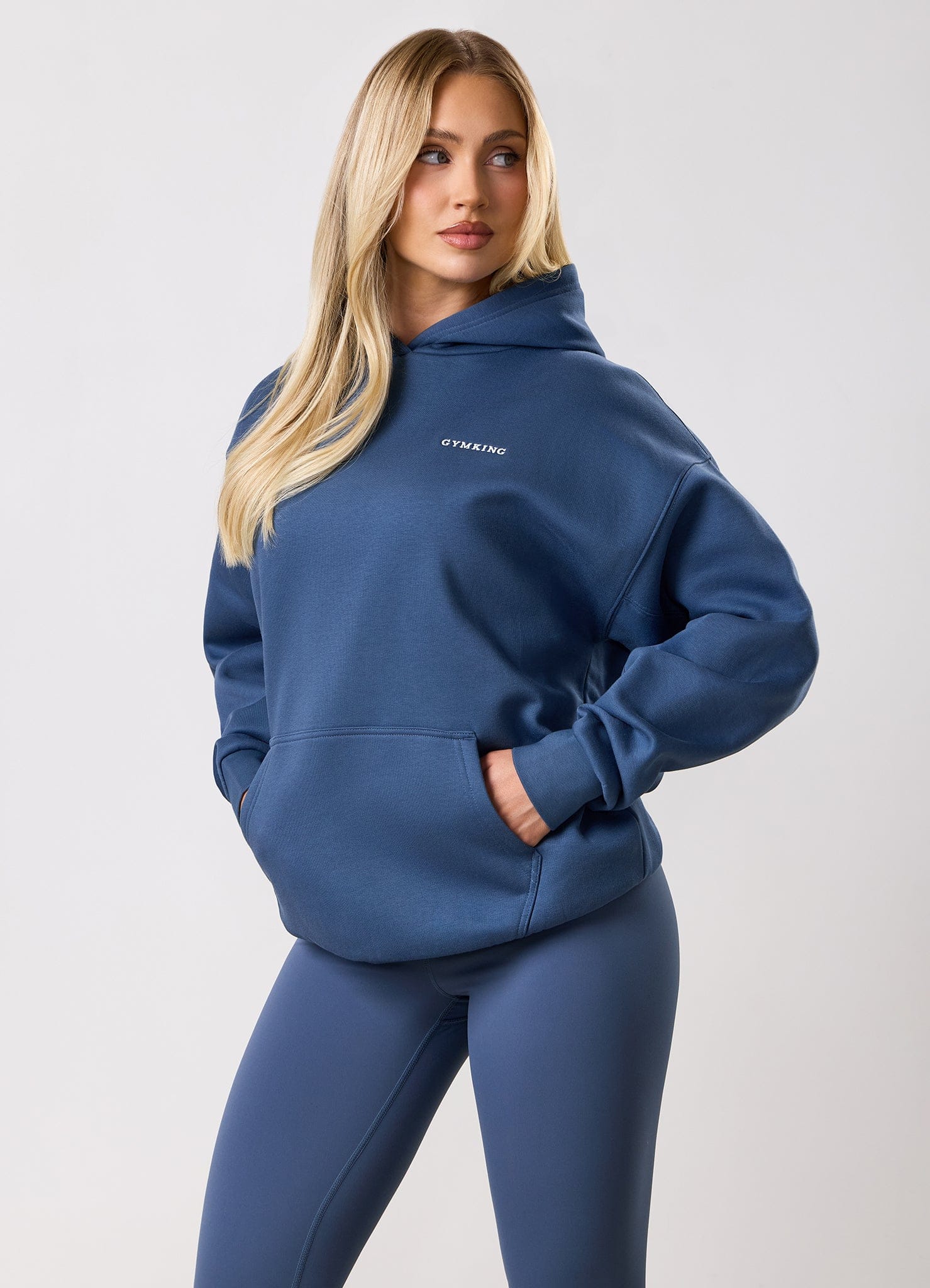 Gym King 365 Relaxed Fit Fleece Hoodie - Slate Blue
