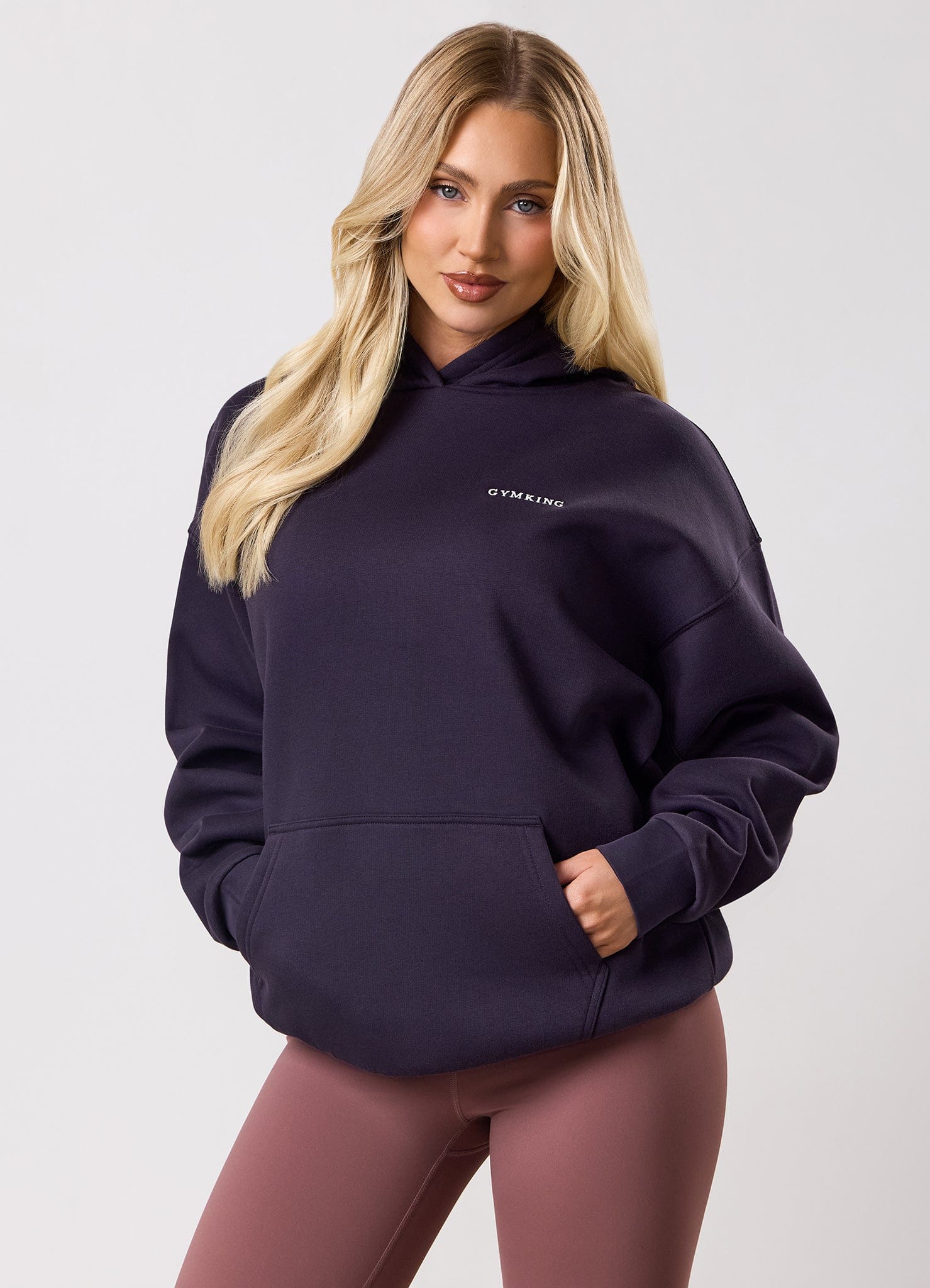 Gym King 365 Relaxed Fit Fleece Hoodie - Aubergine