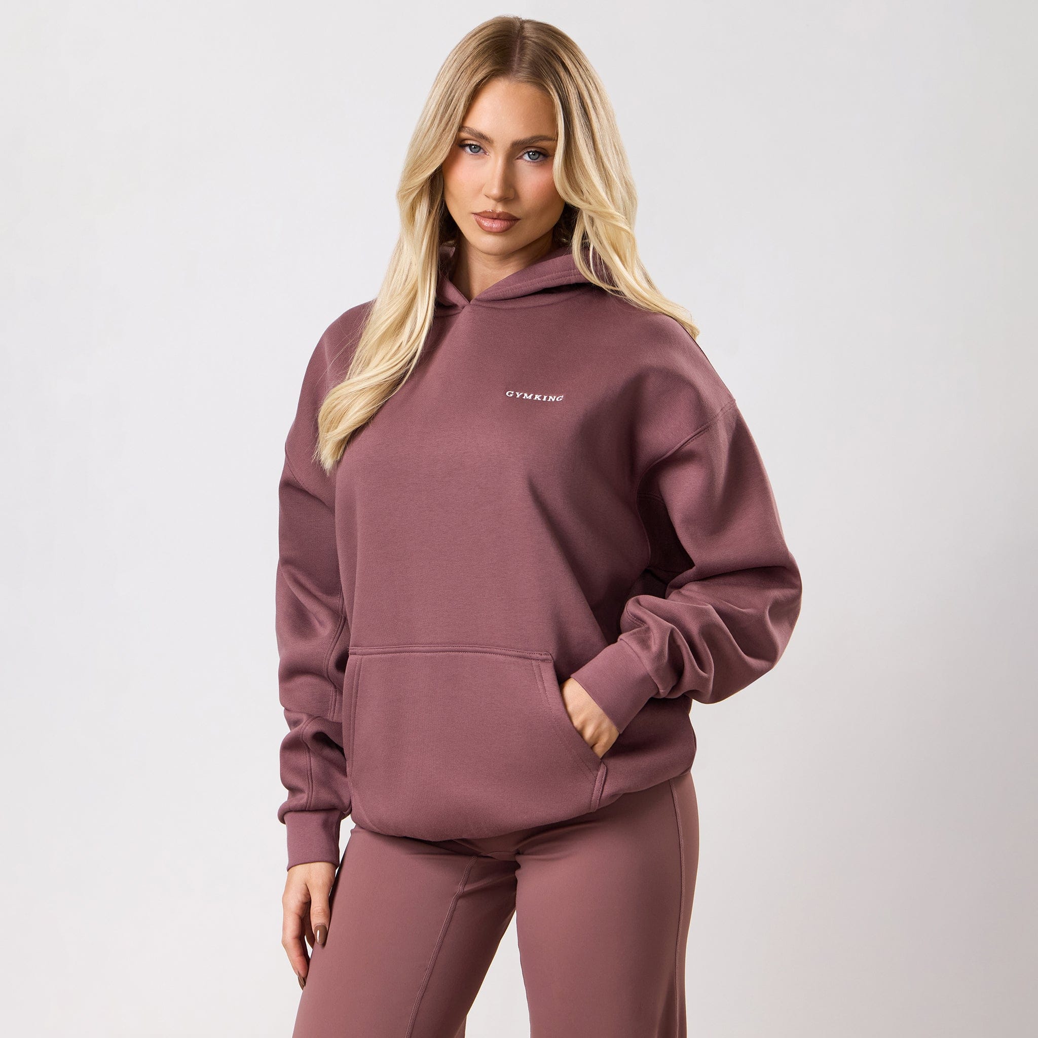 Gym King 365 Relaxed Fit Fleece Hoodie - Brown Plum