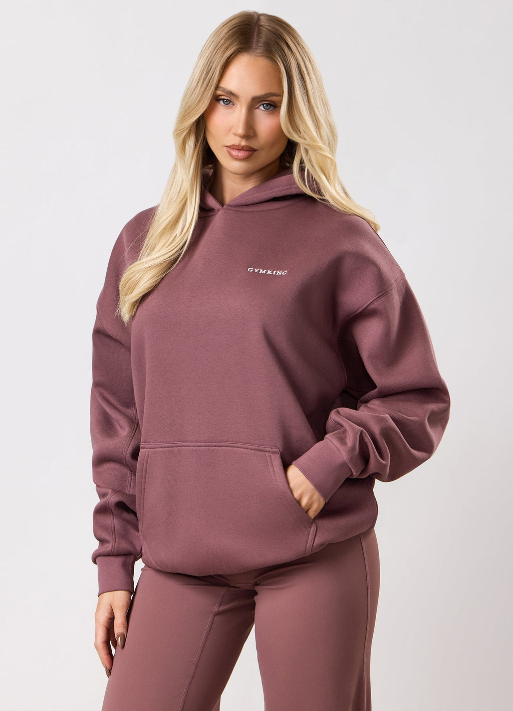 Gym King 365 Relaxed Fit Fleece Hoodie - Brown Plum