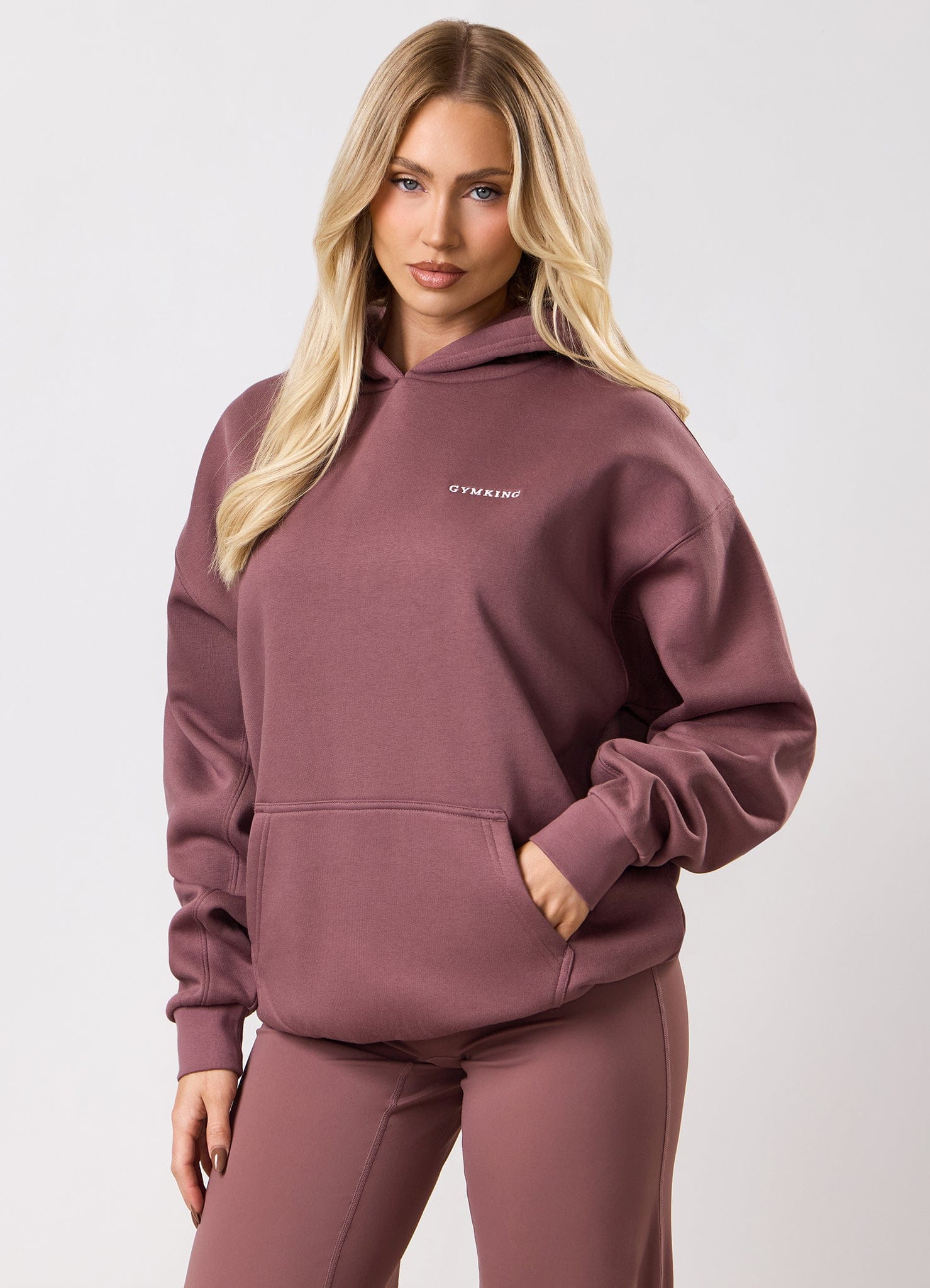 Gym King 365 Relaxed Fit Fleece Hoodie - Brown Plum