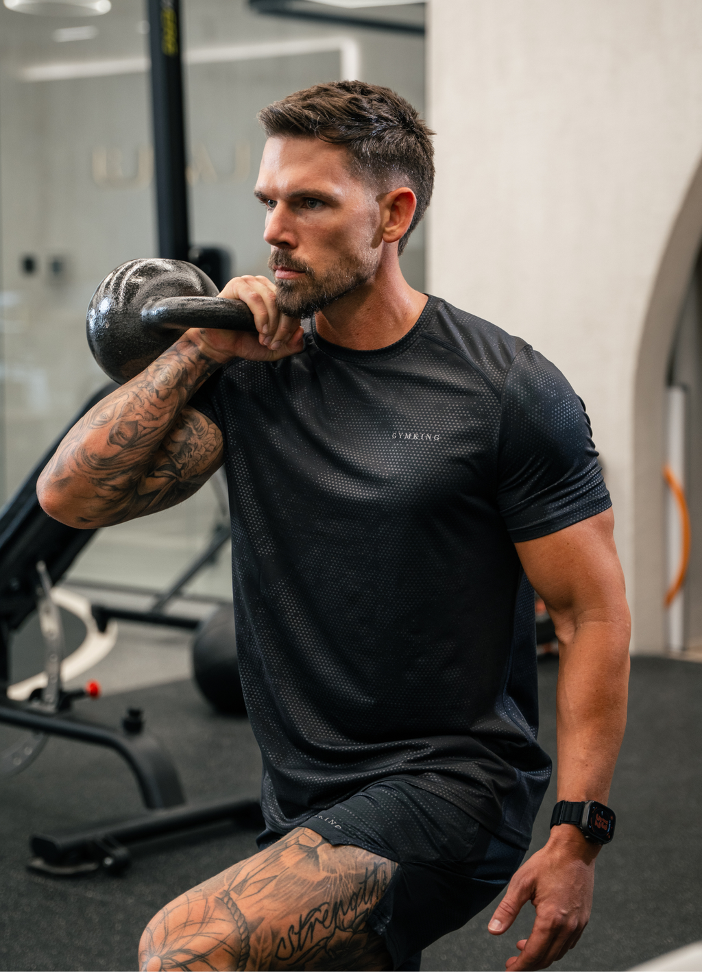 Gym King Debossed Pixel Tee - Black