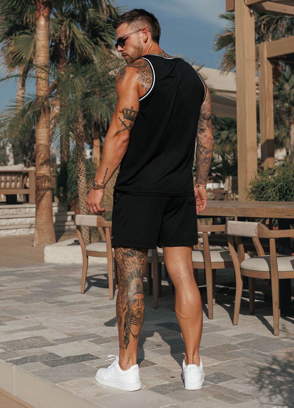 Gym King Brooklyn Mesh Vest - Black/White