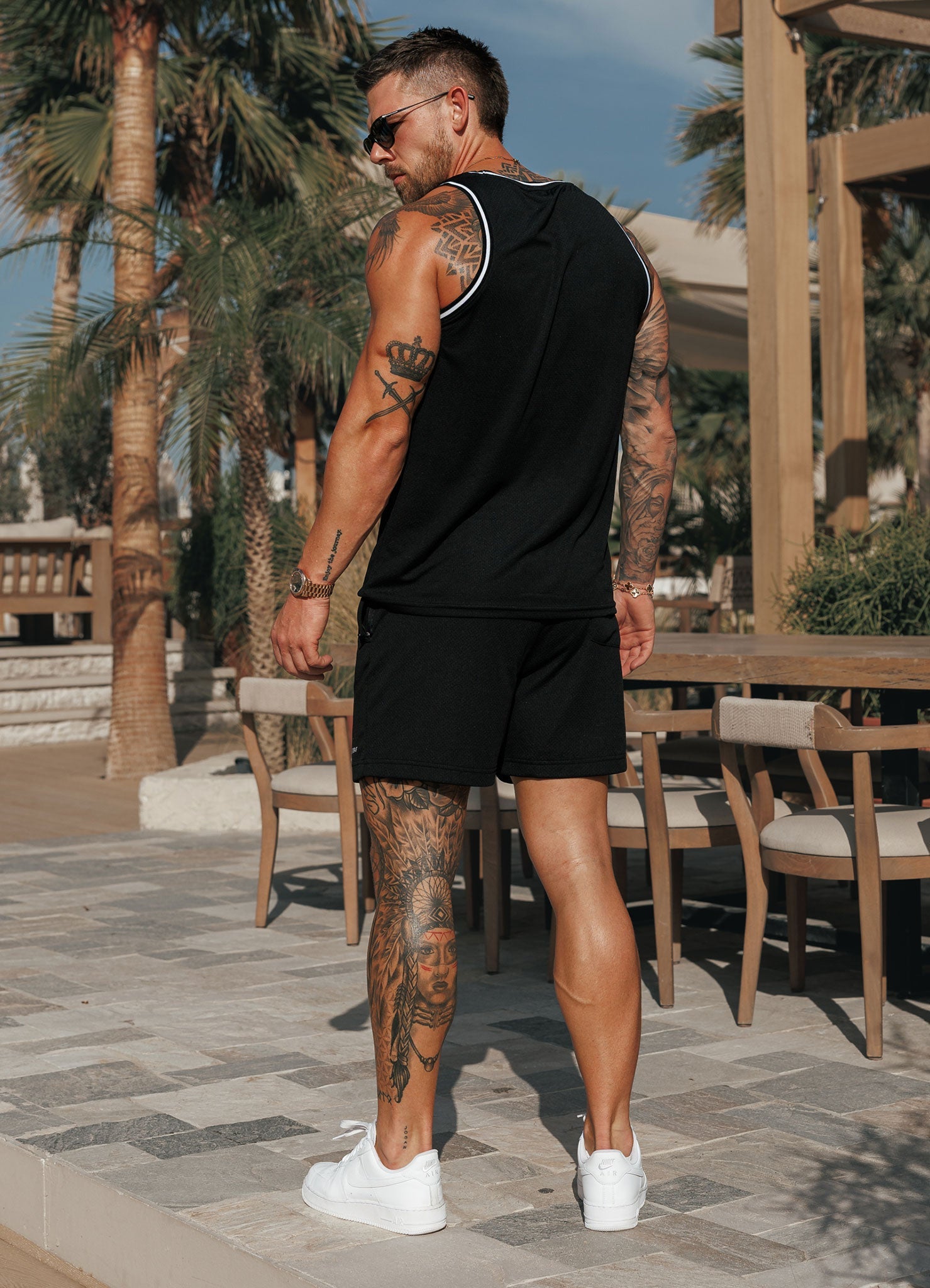Gym King Brooklyn Mesh Vest - Black/White