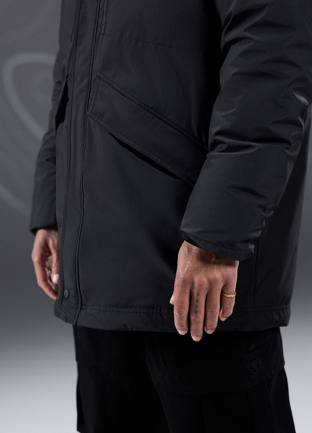 Gym King Rebellion Storm Mid-Length Parka - Black