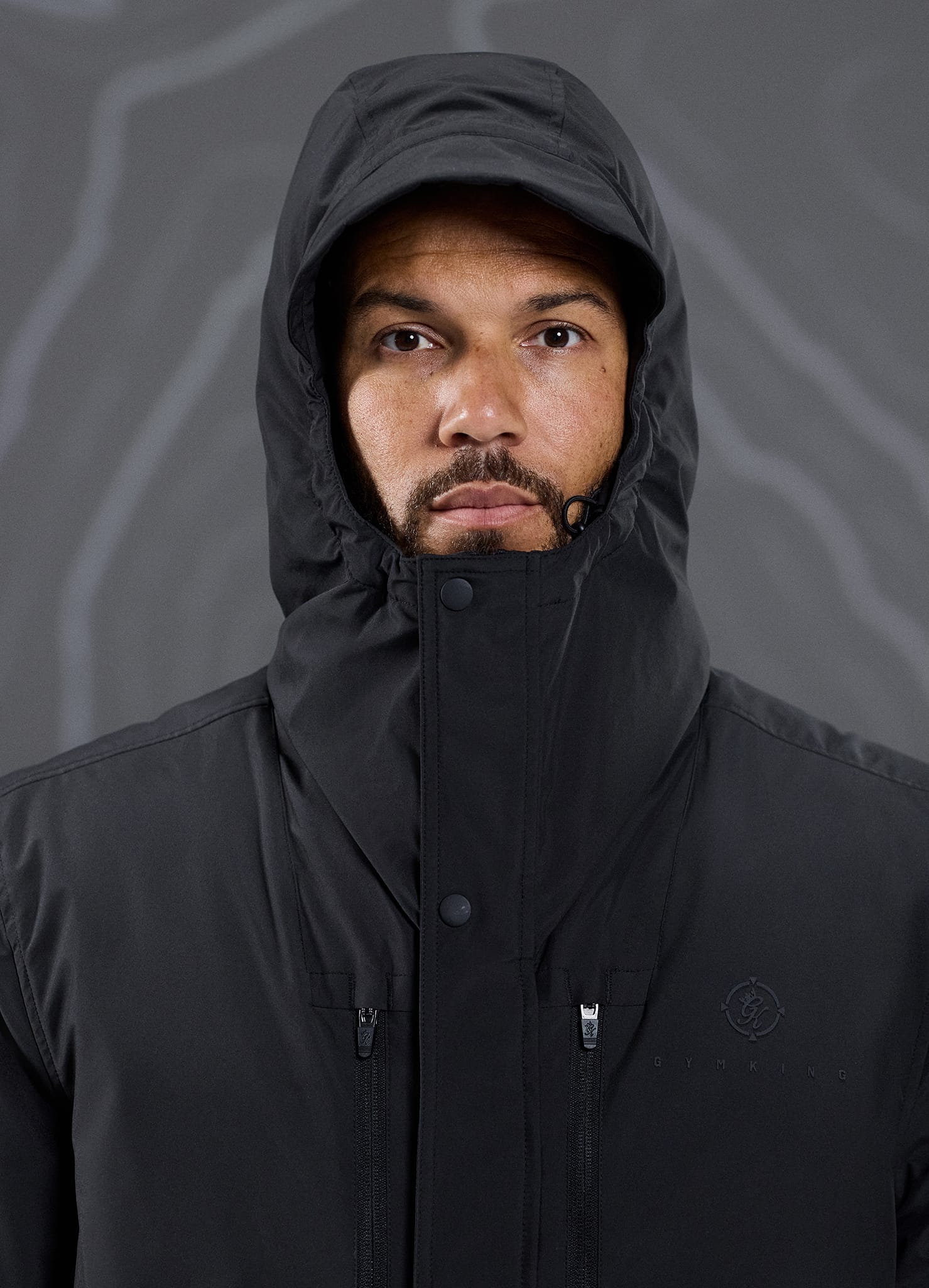 Gym King Rebellion Storm Mid-Length Parka - Black