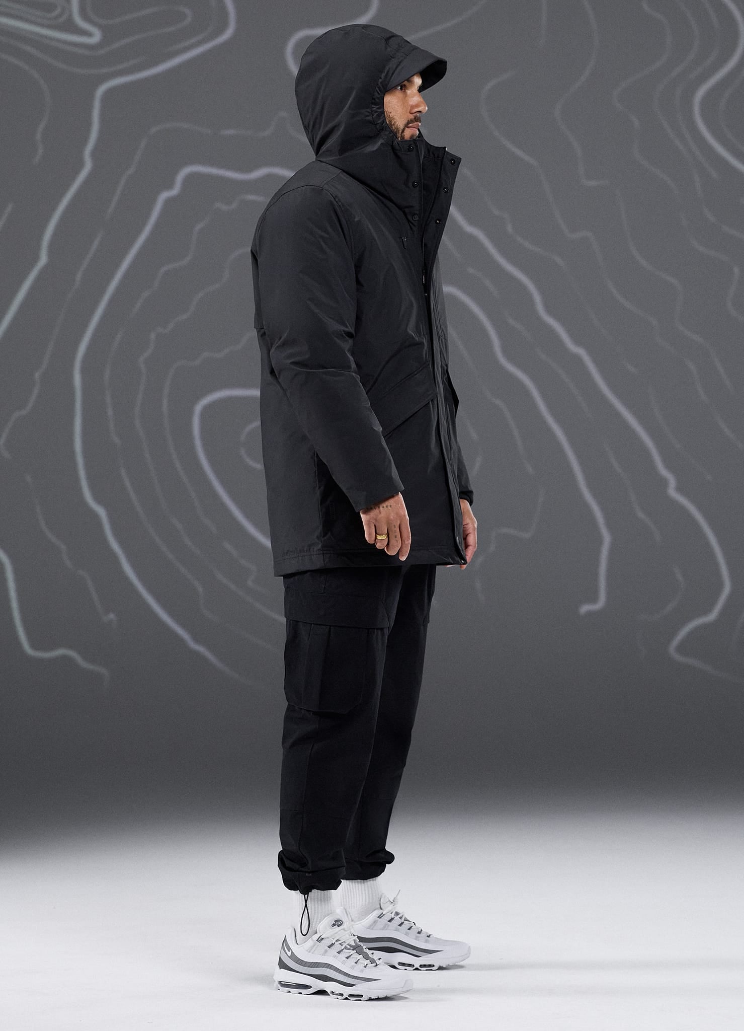 Gym King Rebellion Storm Mid-Length Parka - Black