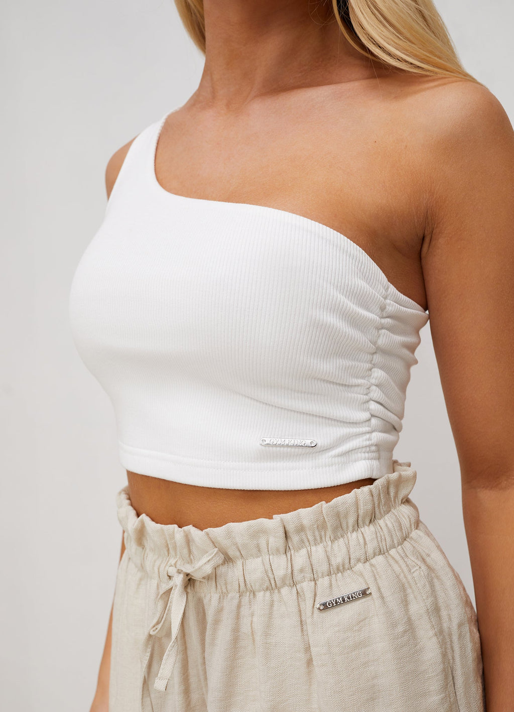 Gym King Rib Asymmetric Vest - White