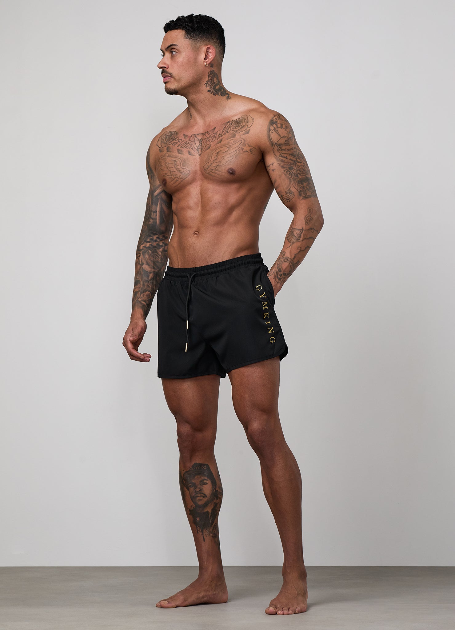 Gym King Blaze 3" Swimshort - Black/Gold