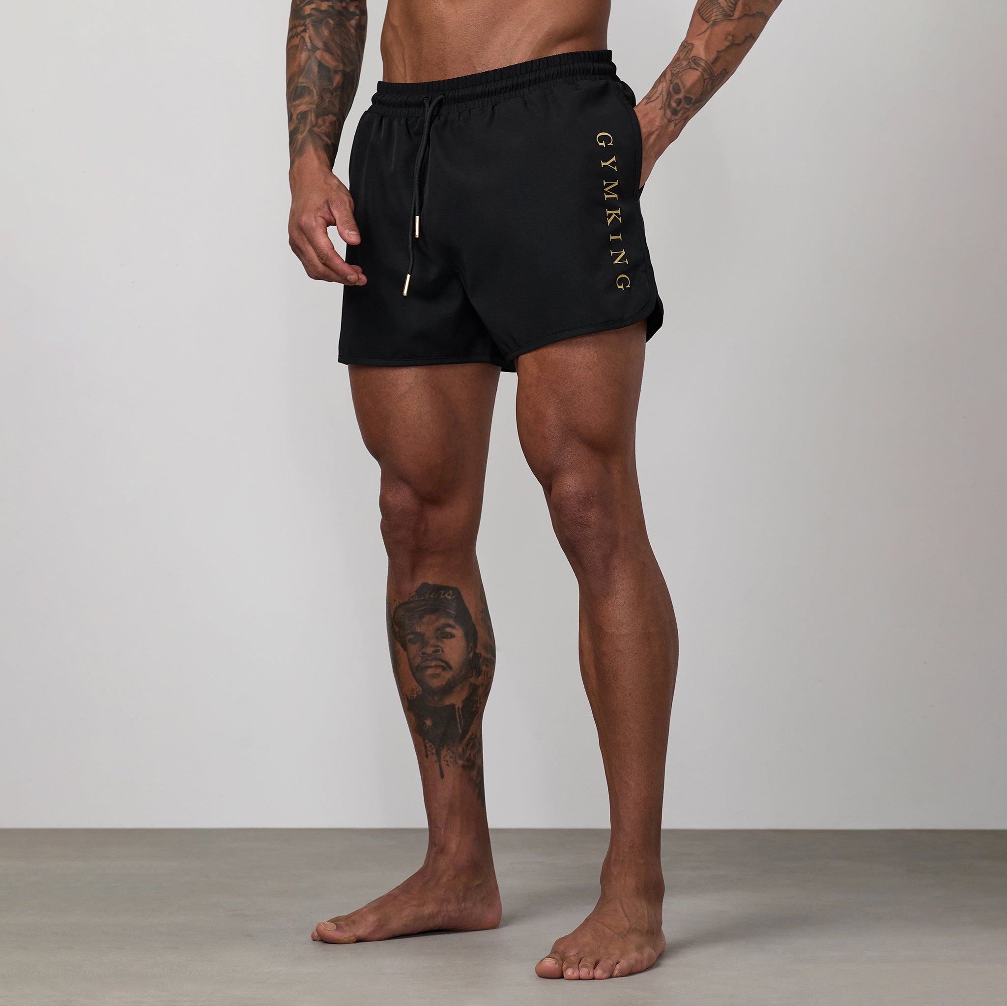 Gym King Blaze 3" Swimshort - Black/Gold