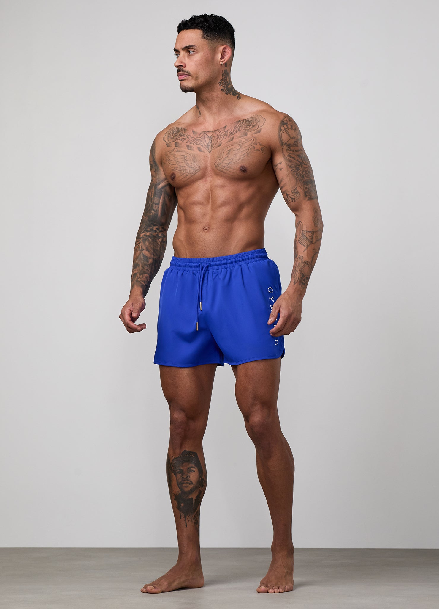 Gym King Blaze 3" Swimshort - Sonic Blue/White