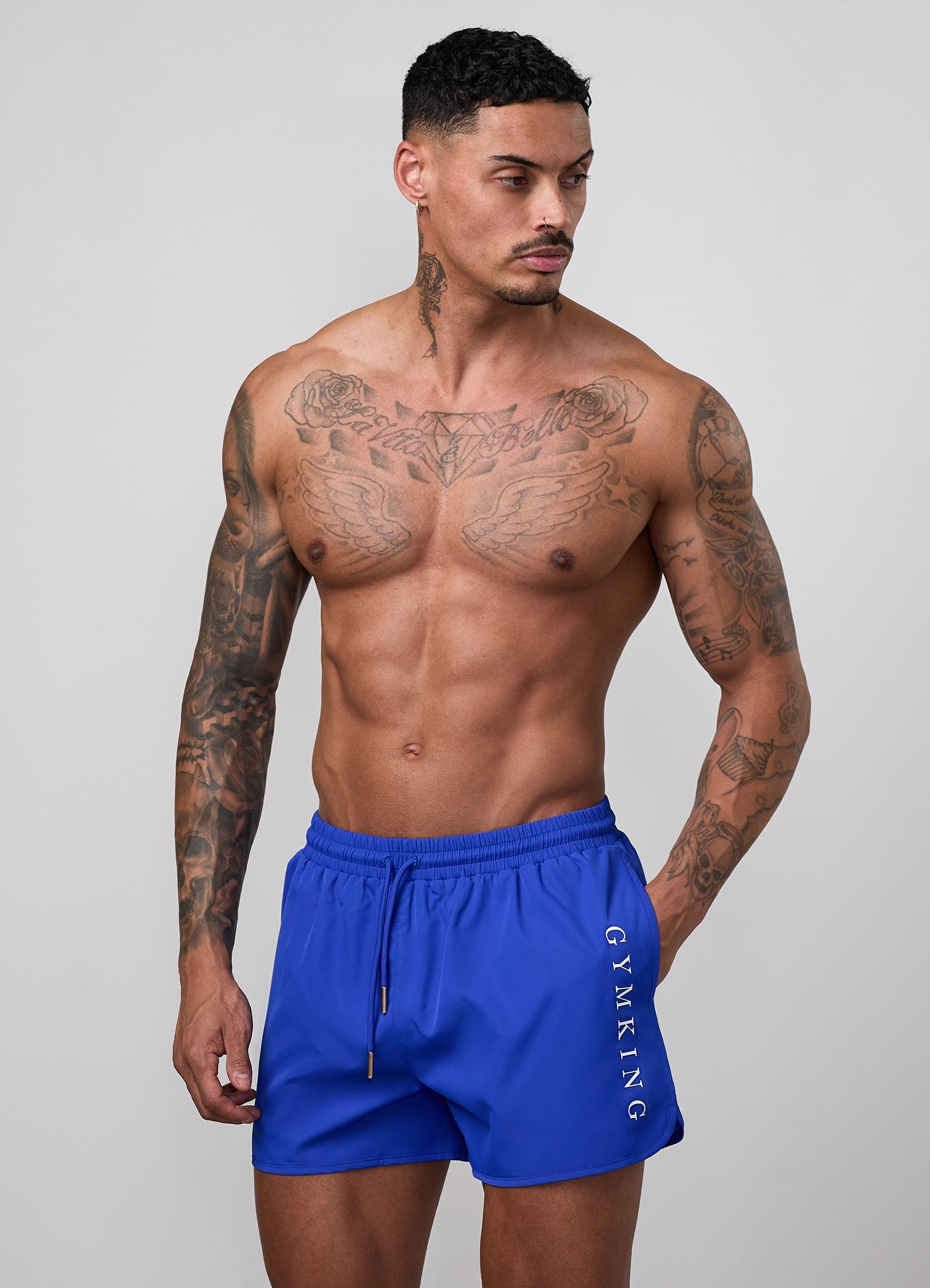 Gym King Blaze 3" Swimshort - Sonic Blue/White