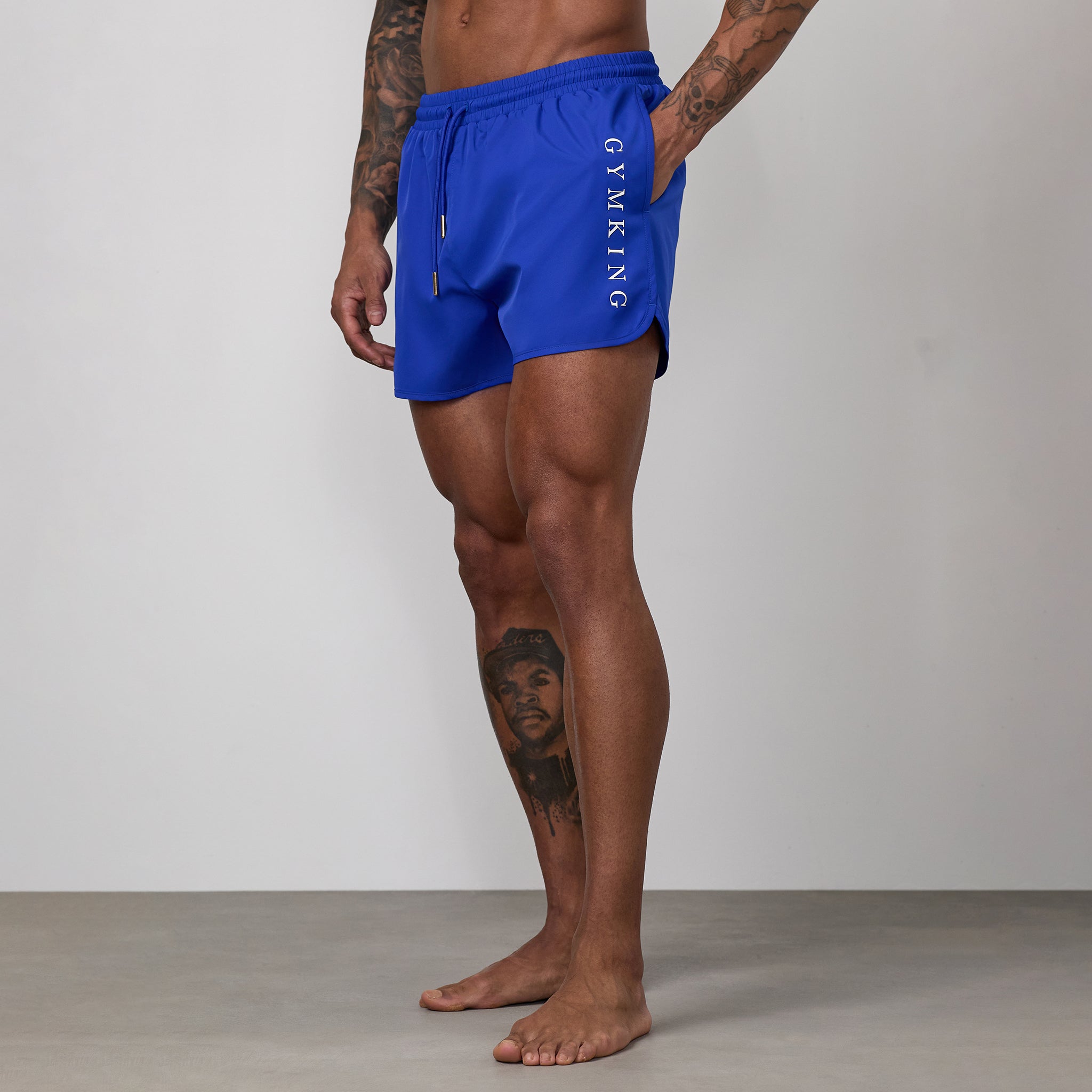 Gym King Blaze 3" Swimshort - Sonic Blue/White