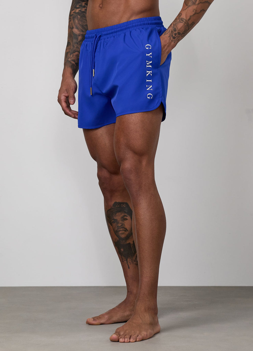 Gym King Blaze 3" Swimshort - Sonic Blue/White