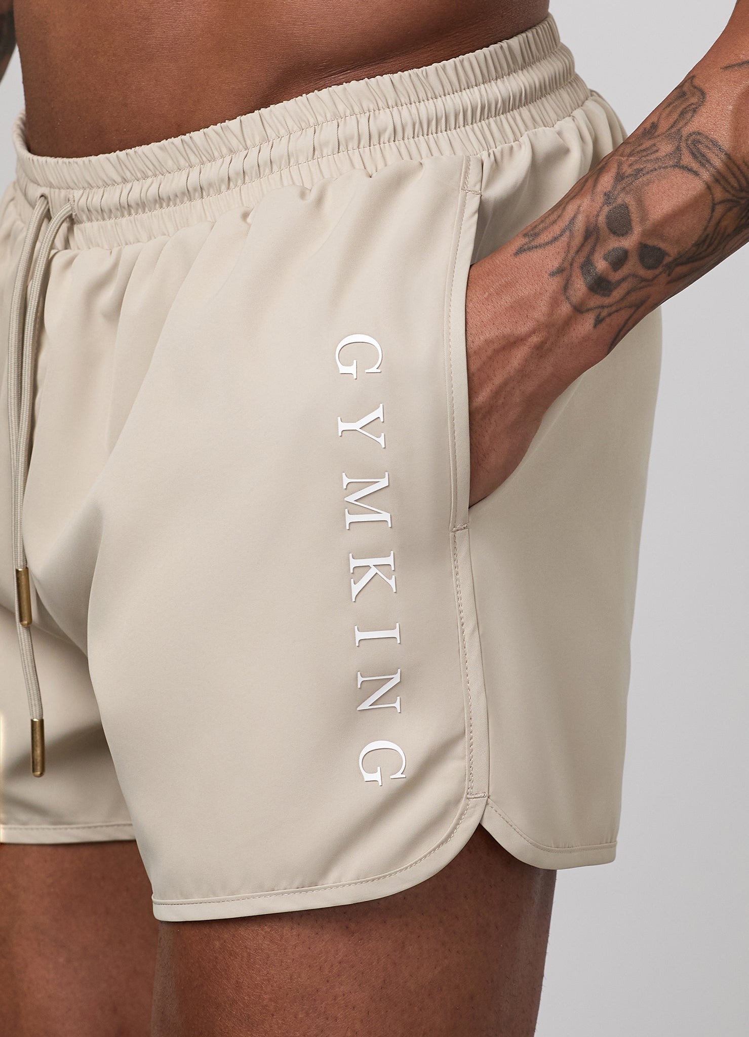 Gym King Blaze 3" Swimshort - Vanilla Brown/White
