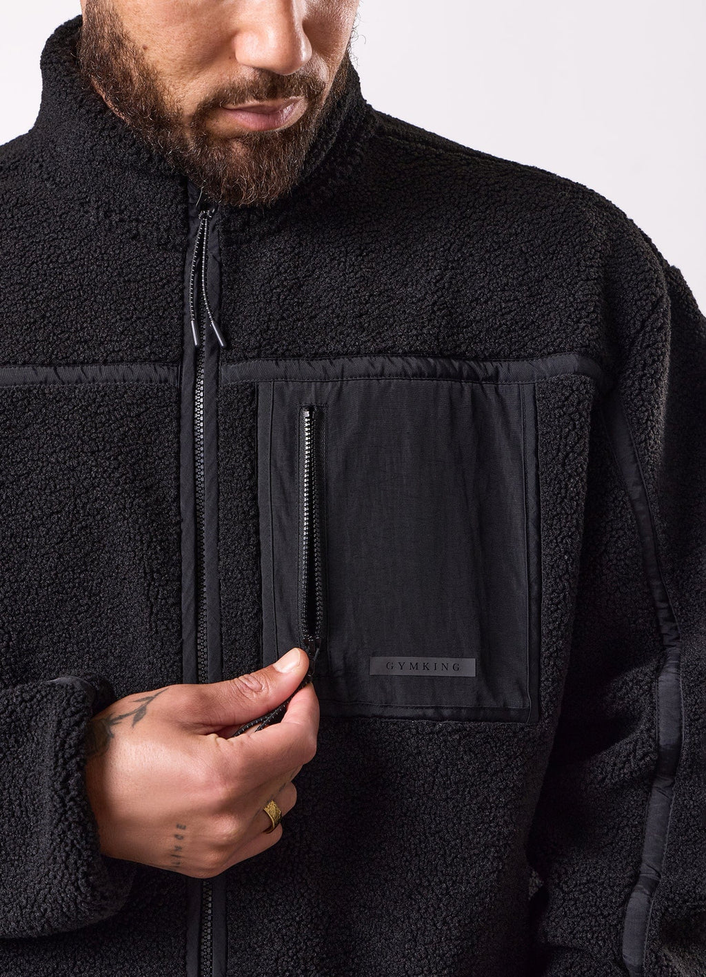 Gym King Borg Funnel Jacket - Black