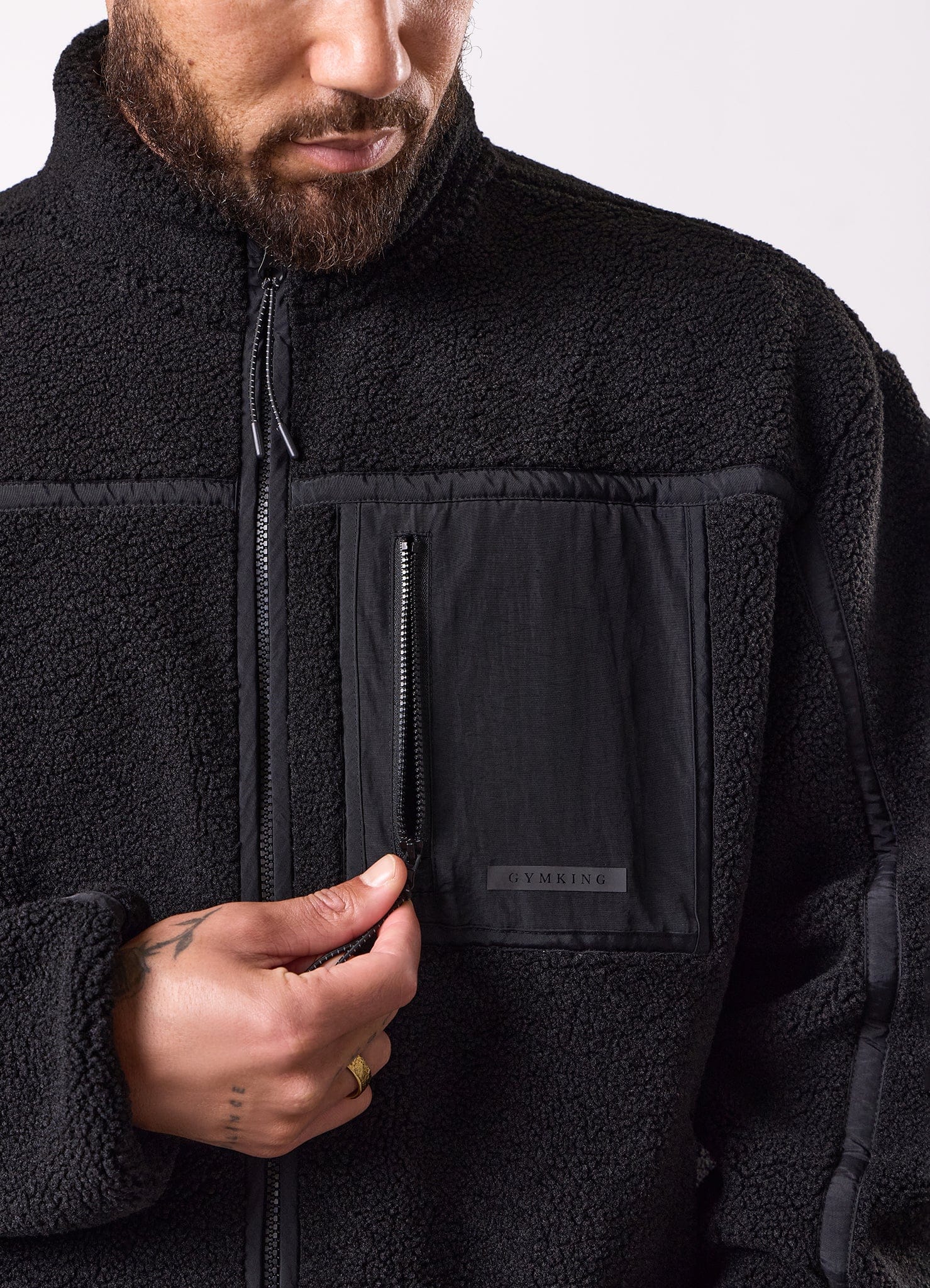 Gym King Borg Funnel Jacket - Black