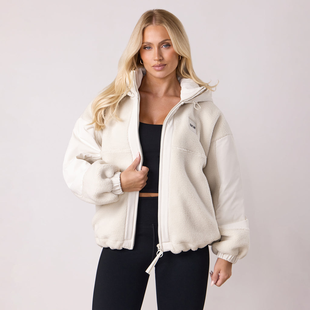 Gym King Borg/Woven Jacket - Cream